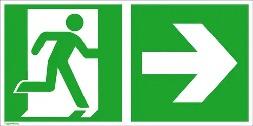 SafetyMarking Fluchtwegschild Aluminium Notausgang rechts, Richtungsangabe rechts 15.3029 (B x H) 600mm x 300mm ISO 7010 1St.
