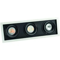 Rutec Projekt LED Einbaustrahler CORU-50K, IP20, 3-flammig, eckig, kardanisch, exkl. Leuchtmittel / Fassung / BG, weiß RUP-PEG503