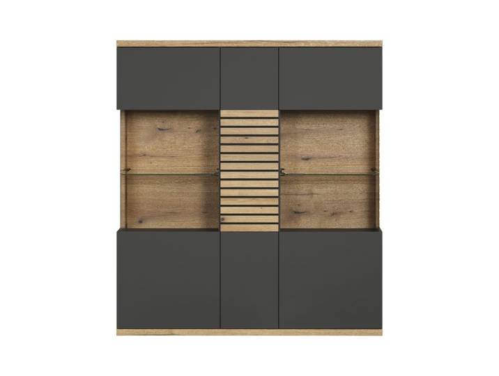 Buffet haut vitré 3 portes - l131 cm - gris anthracite