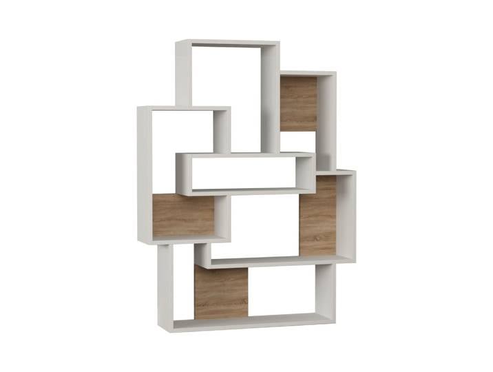 Etagère bibliothèque design effet bois L. 101 x H. 132 cm blanc