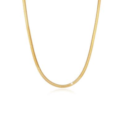 Kette ohne Anhänger ELLI PREMIUM "Halskette Flach Elegant Schlangenkette Breit 925 Silber" Gr. 40, gold, Halsketten, Damen, ohne Stein, Silber 925 (Sterlingsilber)