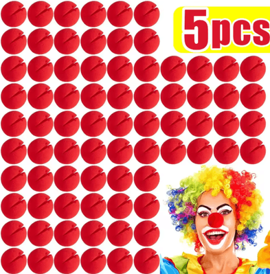 Inspire Picks Red Foam Clown Nose Soft DIY Cosplay Costume Prop For Parties, Halloween & Circus Performances 5pcs