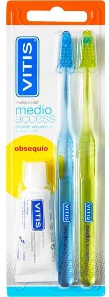 Vitis Duplo Access Medium Toothbrush + Paste