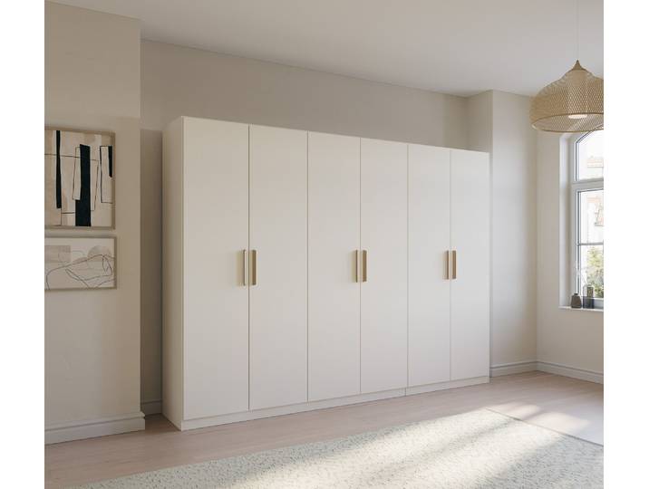 Kleiderschrank Drehtürenschrank Quadra-Spin , 6-türig , alpinweiß , 271x210 , Griff Skandi