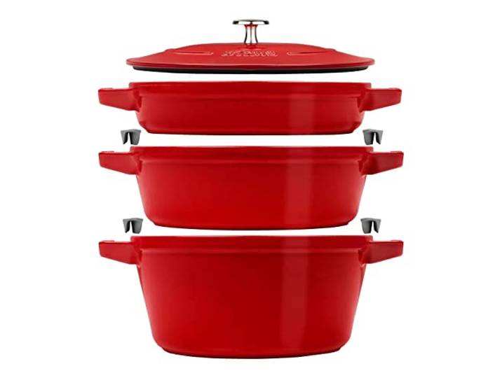 STAUB La Cocotte Kochtopfset, 3-tlg rund Gusseisen Kirsch-Rot