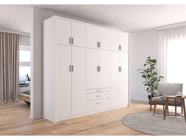 Drehtürenschrank Hildesheim Passepartout 275cm Weiß/Alpinweiß ohne Spiegeltür/-en