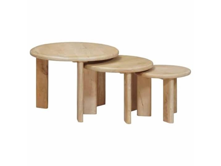 LKJephalotrope Nesting Couchtisch 3er Set Schwarz Massivholz Mango Platzsparende runde Beistelltische aus Echtholz für Wohnzimmer und Schlafzimmer mit flexiblem Stapeldesign.