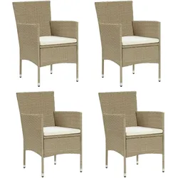 vidaXL Garten-Essstühle 4 Stk. Poly Rattan Beige