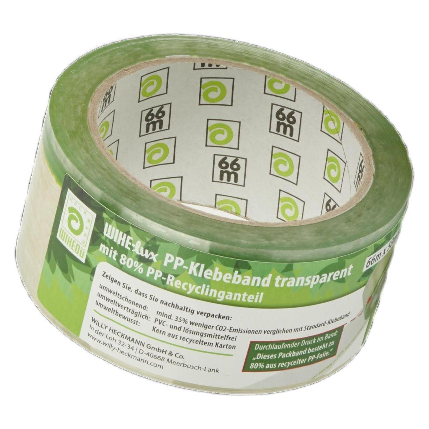 Wihedü Packband WIHE-lux Dieses Packband besteht zu 80% aus recycelter PP-Folie transparent 50,0 mm (50 mm) (400444)