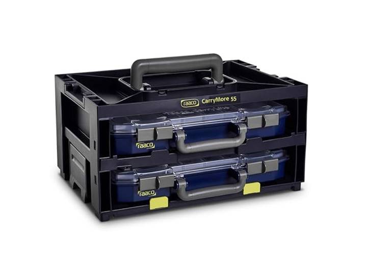 Raaco CarryLite boîte de rangement\, Caisson de Transport Légère Équipé Caisson de Transport Légère Équipé de 2 Mallettes CarryLite 55 4x8-16\, Capacité de Charge de 25 kg\, 55x2 Pour rangement clair