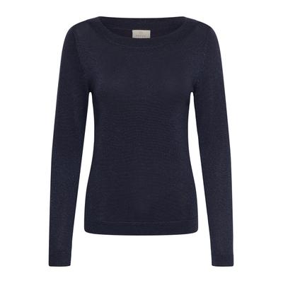 Strickpullover KAFFE "KAFFE Strickpullover KAregina", Damen, Gr. XS, blau (graphite), Pullover Strickpullover