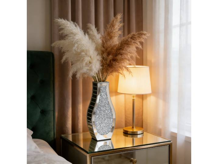 Vase à fleurs moderne en verre effet diamant écrasé, miroir, pour table, en cristal, décoratif, superbe pour la décoration intérieure