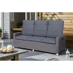 OUTFLEXX Vigo Comfort 3-Sitzer Speise-/Lounge-Sofa, stahlgrau-meliert, Polyrattan, 210x84x110cm, verstellbar