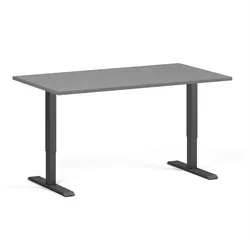 Höhenverstellbarer Schreibtisch, 2 Motoren, 74-121 cm, Tischplatte 140x80 cm, schwarzes Metallgestell, graphit
