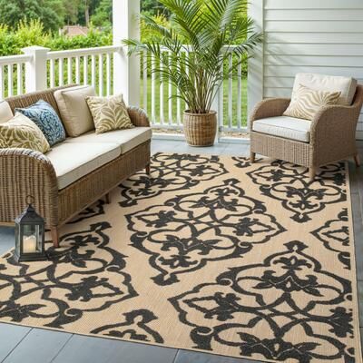 Style Haven Cara Mixed Pile Filigree Medallion Indoor-Outdoor Rug
