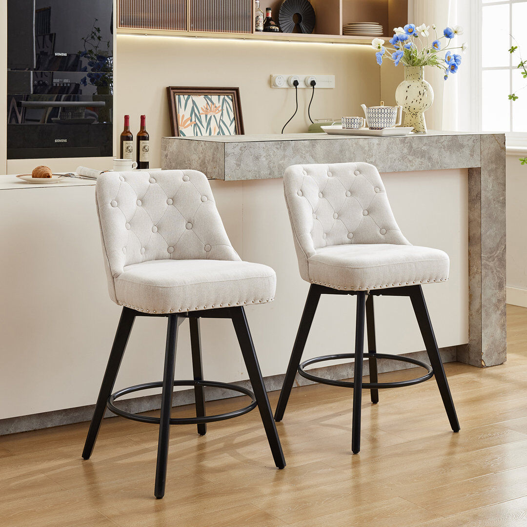 Brayden Studio Swivel Bar Stool White 96cm H X 53cm W X 49.5cm D