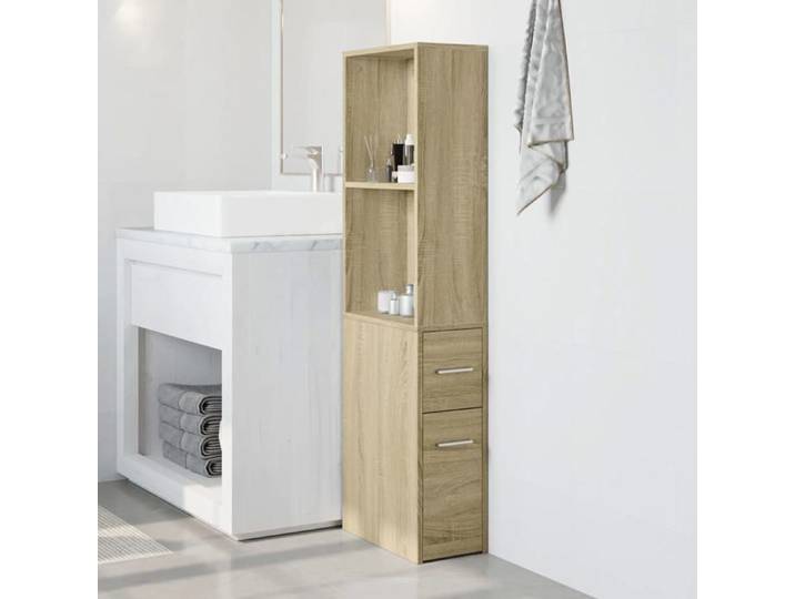 Brun Armoire de bain étroite JILL'S COLONNE WC avec roulettes chêne sonoma LV3322