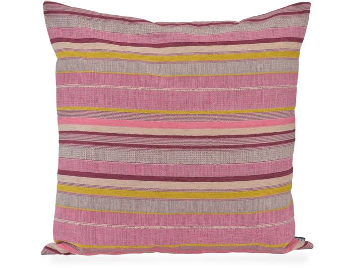 Dekokissen H.O.C.K. Mary , pink (mais, pink, violett, gestreift), B:60cm H:10cm L:60cm, Baumwolle, Polyester, Dekokissen_Sitzkissen_Kissenhüllen, Dekokissen, Rückenkissen inkl. Füllung, 60x60cm, Dekokissen Streifen, pink