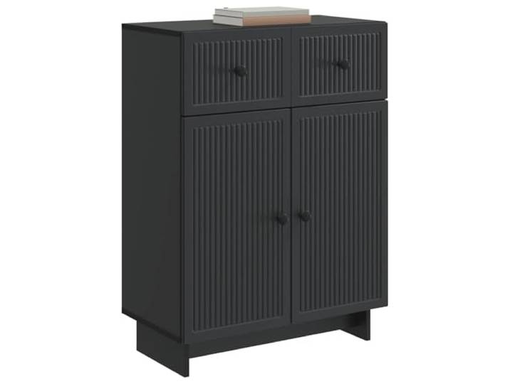 KTHLBRH Sideboard schwarz 66 x 34,5 x 90 cm Ingenieurholz 1 Schublade, 2 Türen, Vintage-Stil, Metallgriffe, Wandbefestigung
