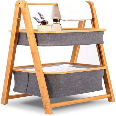 No "2 Tier Fold Out Hamper Shelf Storage - 12.99""D x 17.52""W x 38.98""H"