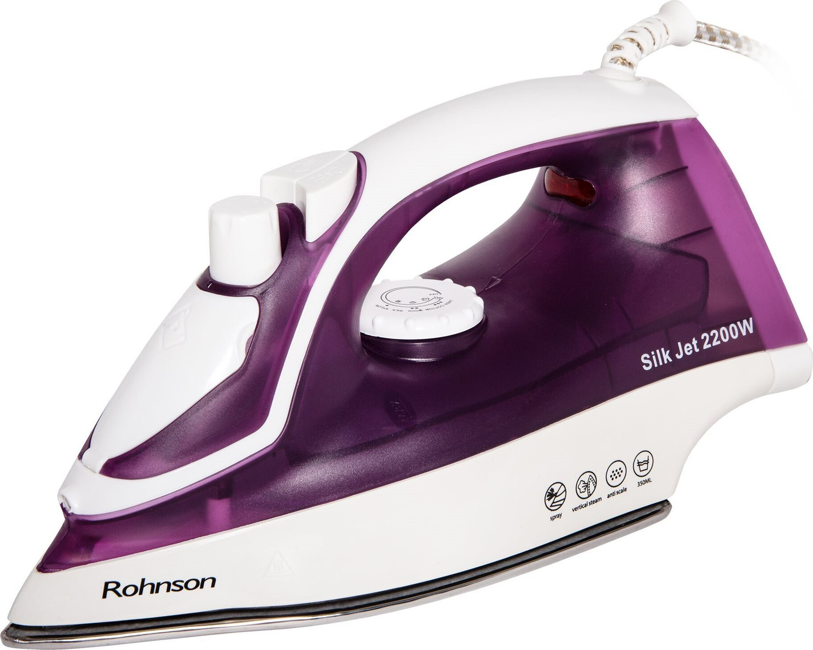 Rohnson R 332 stoomstrijkijzer met roestvrijstalen zool, 2200 watt en verticale stoomfunctie