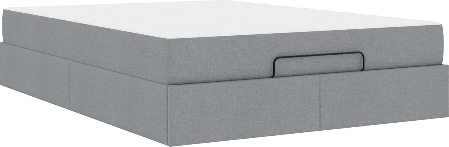 Bettgestell mit Matratze 2 pcs Hellgrau Stoff
