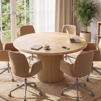 Bluebell 47-Inch Round Conference Table for 4-6 People, Modern Meeting Table