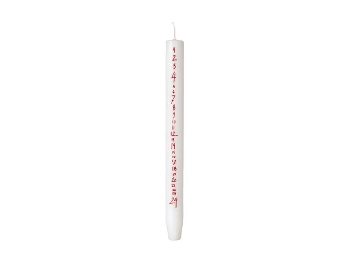 Broste Copenhagen Calendrier bougie manuscrite Pure White-Red