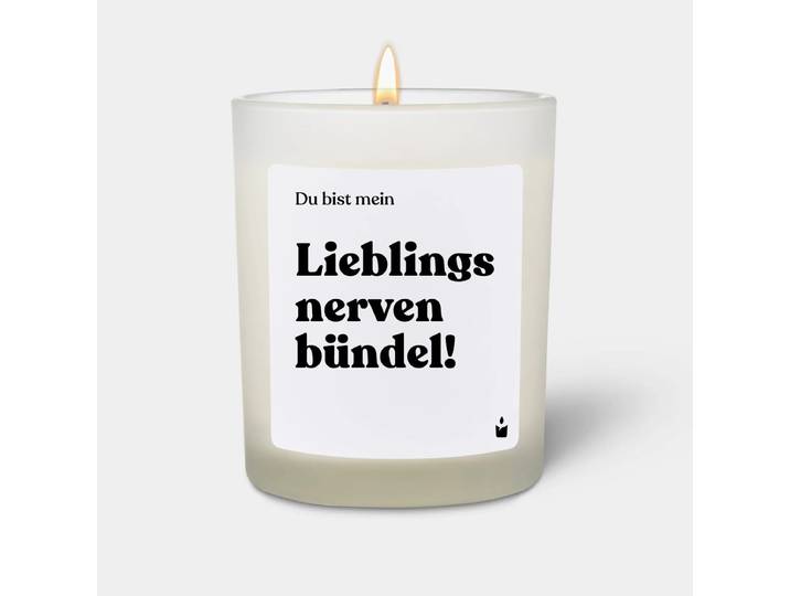 Duftkerze Weiss Woody Du bist mein Lieblingsnervenbündel!