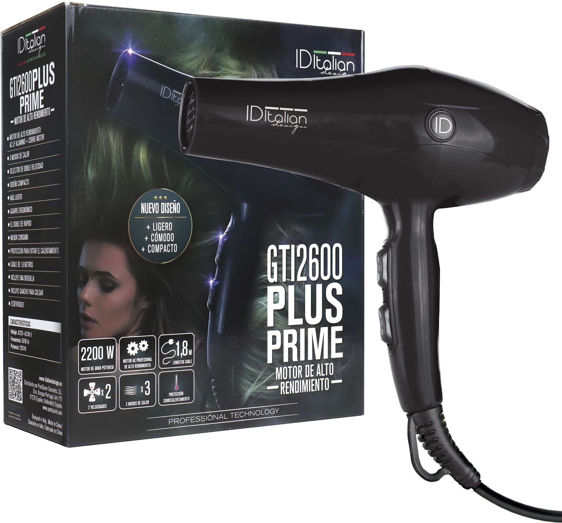 Italian Design GTI 2600 Plus Prime Sèche-cheveux   noir - Refurbished