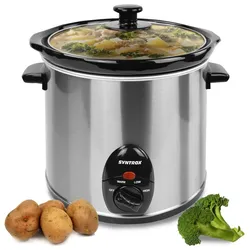 Syntrox Germany 3,0 Liter Edelstahl Slow Cooker mit Warmhaltefunktion