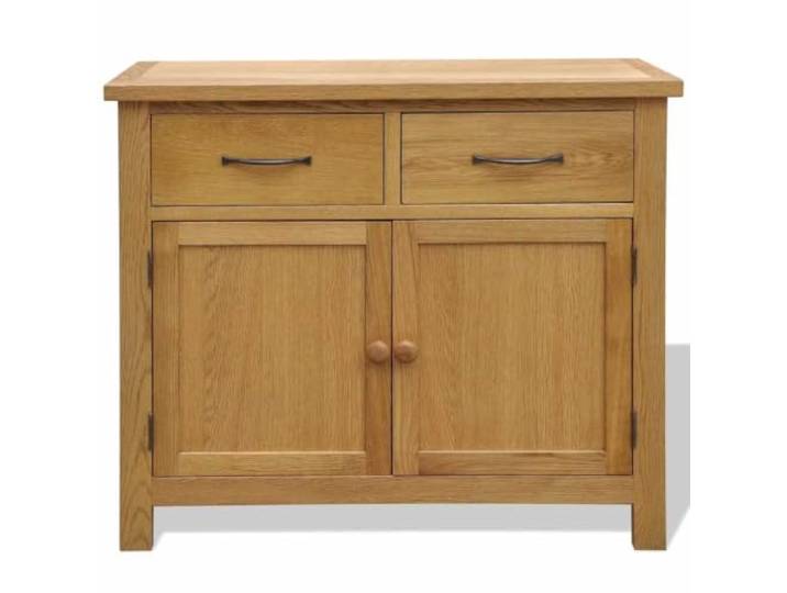 KPOTUERTU Sideboard 90x33,5x83 cm Massivholz Eiche Eichenholz,2 Fächer,2 Schubladen,viel Stauraum,geringe Tiefe,für Flure,rustikaler Charme,einfacher Zusammenbau
