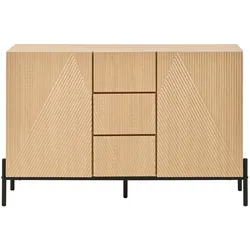STILVORA Sideboard aus MDF in Natur, 115,5 x 40 x 76 cm, geometrische Türen