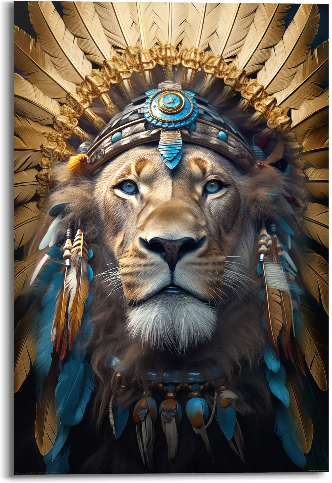 Reinders! Deco-Panel REINDERS "Ornament Lion", blau (farbe bild(er): blau), B:60cm H:90cm T:2cm, Holzwerkstoff, Bilder, Deco-Panel farbe bild(er): blau B/H/T: 60cm x 90cm x 2cm