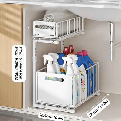 Uplifted Finds Alabaster Glide Organizer   Adjustable 2 Tier Under Sink Nexus   Executive Suite & Sanitary Sanctuary Decor white