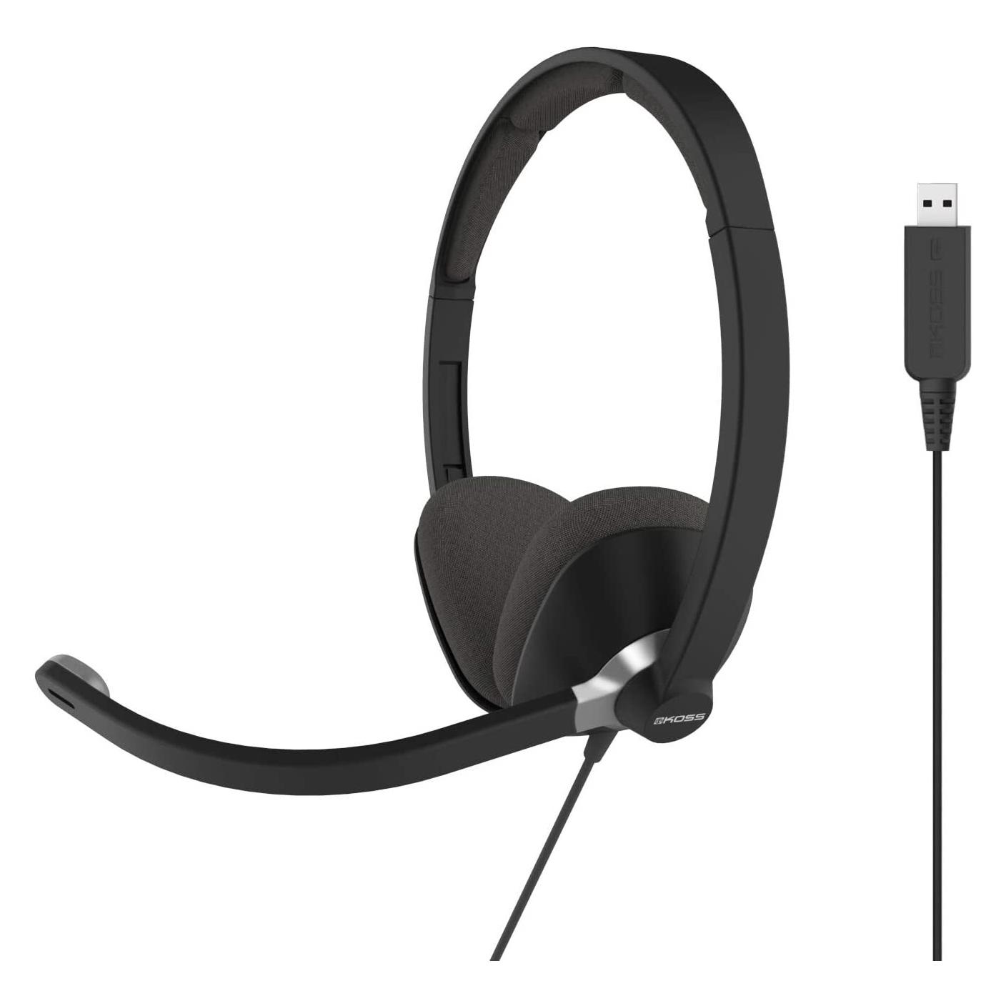 Koss CS300 USB Communication Headsets, On-Ear, Wired, Microphone, Black (Kabelgebunden, USB-A) (194283)