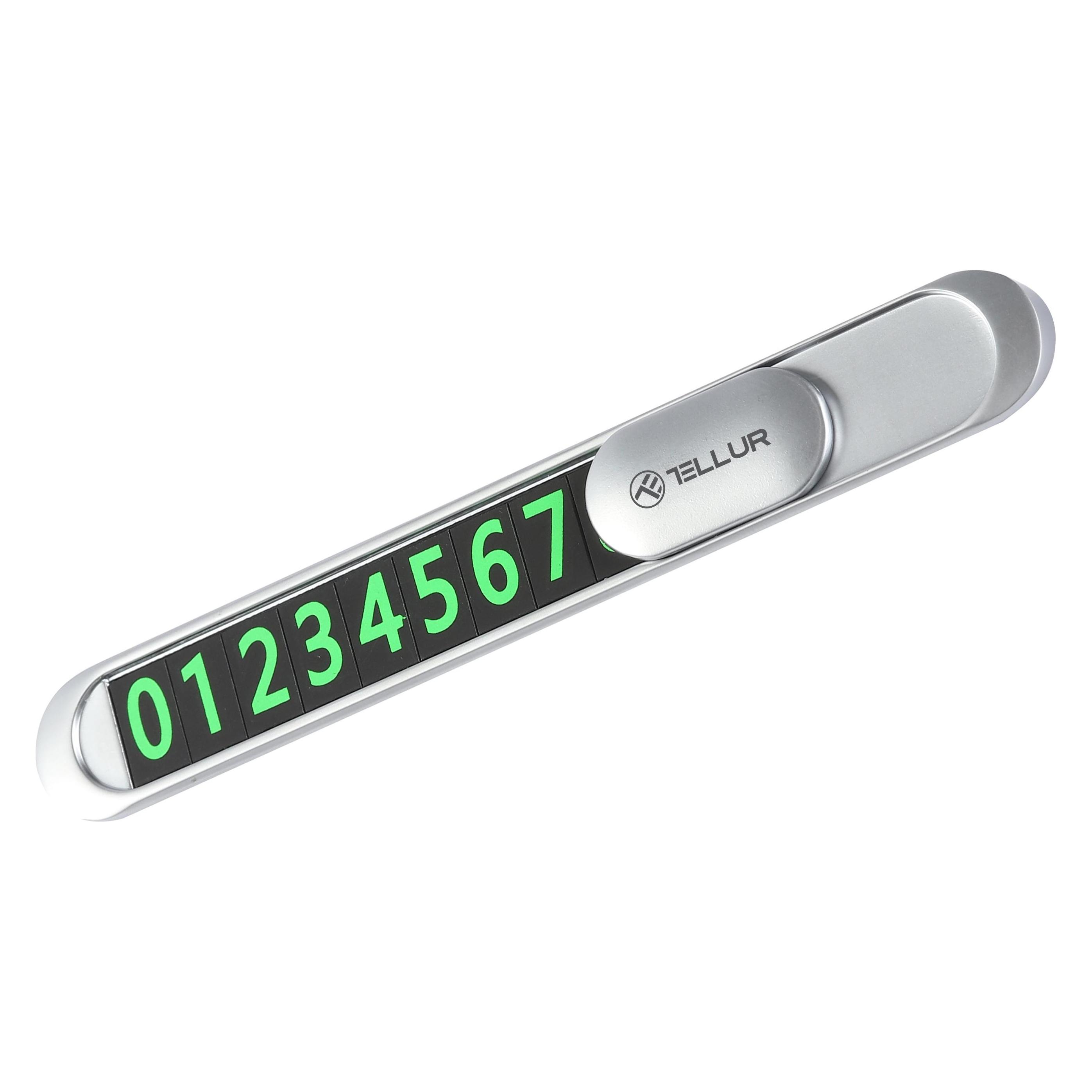 Tellur Temporary car parking phone number card Metallic Silver (TLL171221)