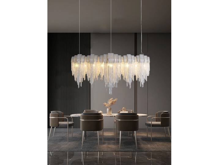 Lustres italiens de luxe en aluminium, lampes suspendues à chaîne, style postmoderne, avec pampilles, pour table à manger, 2026 Lustres