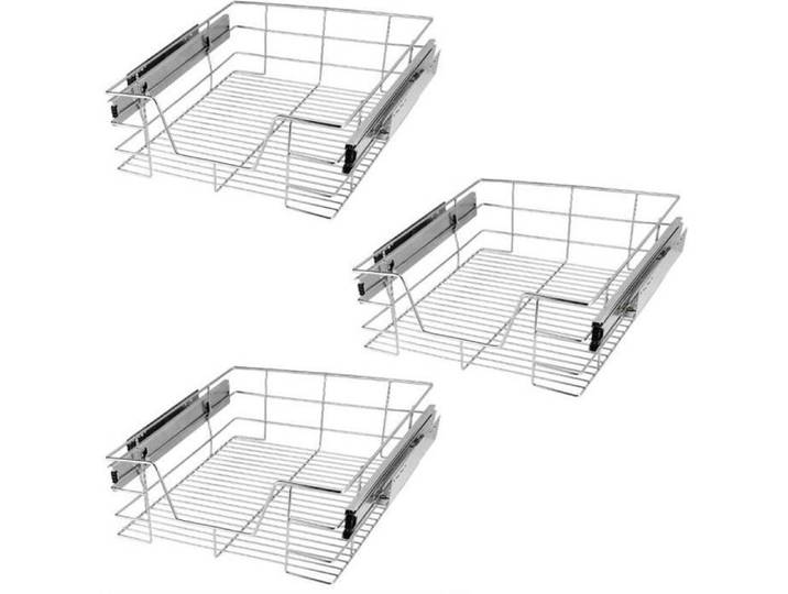 CASARIA® 3x Tiroir télescopique de rangement 50 cm pour armoire cuisine tiroir de cuisine métal tiroir coulissant