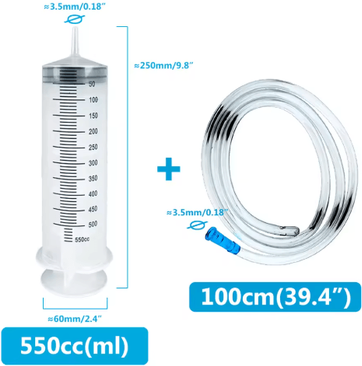 Inspire Picks Flow Master Large Capacity Feeding Syringe Kit With Hose Multi Purpose Pet Care Injector 550ml And Hose