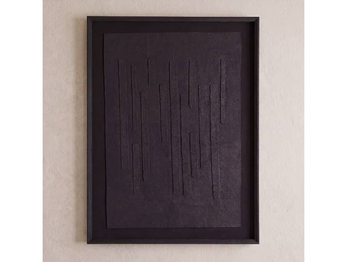 Schwarzes abstraktes Wandbild, 80 x 106 cm