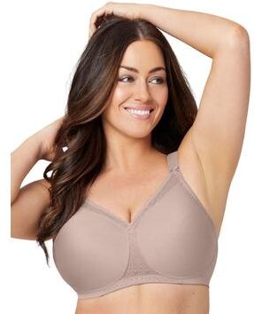 Plus Size Women's Full Figure Plus Size Magiclift Seamless T-Shirt Bra Wirefree #1080 Bra by Glamorise in Taupe (Size 36 C)
