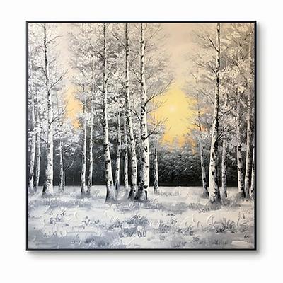 Handgefertigtes handgemaltes Ölgemälde Wandkunst abstrakte Winterwald Landschaft Dekoration Heimtextilien Dekor Leinwand Gemälde für Wohnzimmer