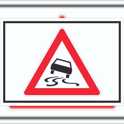 HB-Druck Schild Achtung Schleuder- oder Rutschgefahr Symbol A5 Rückseite selbstklebend