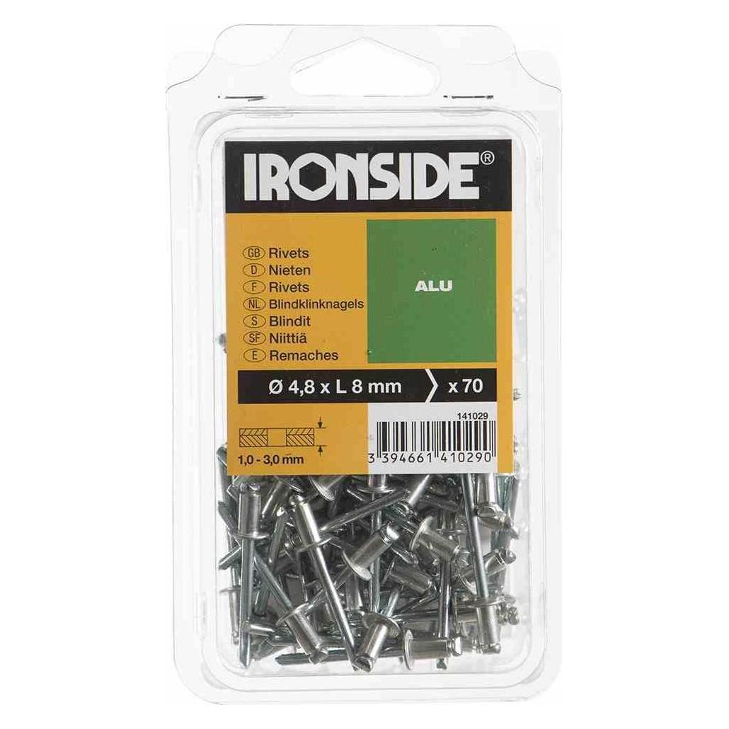 Ironside Blindnieten 4,8 x 8 mm Aluminium, Verpackungsinhalt: 70 Stück (141029)