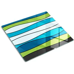 GLASPLATTE 60x52 cm Farbige Streifen