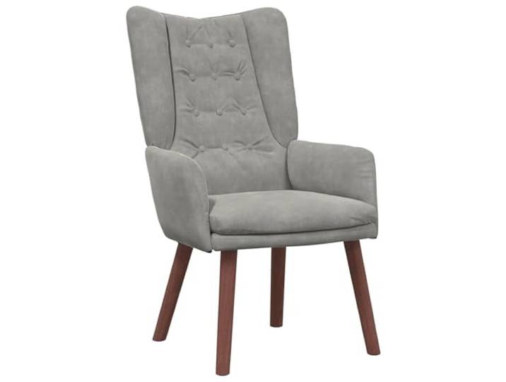 Heofavd Relaxsessel Hellgrau Samtsessel mit Holzbeinen 63x67x94 cm