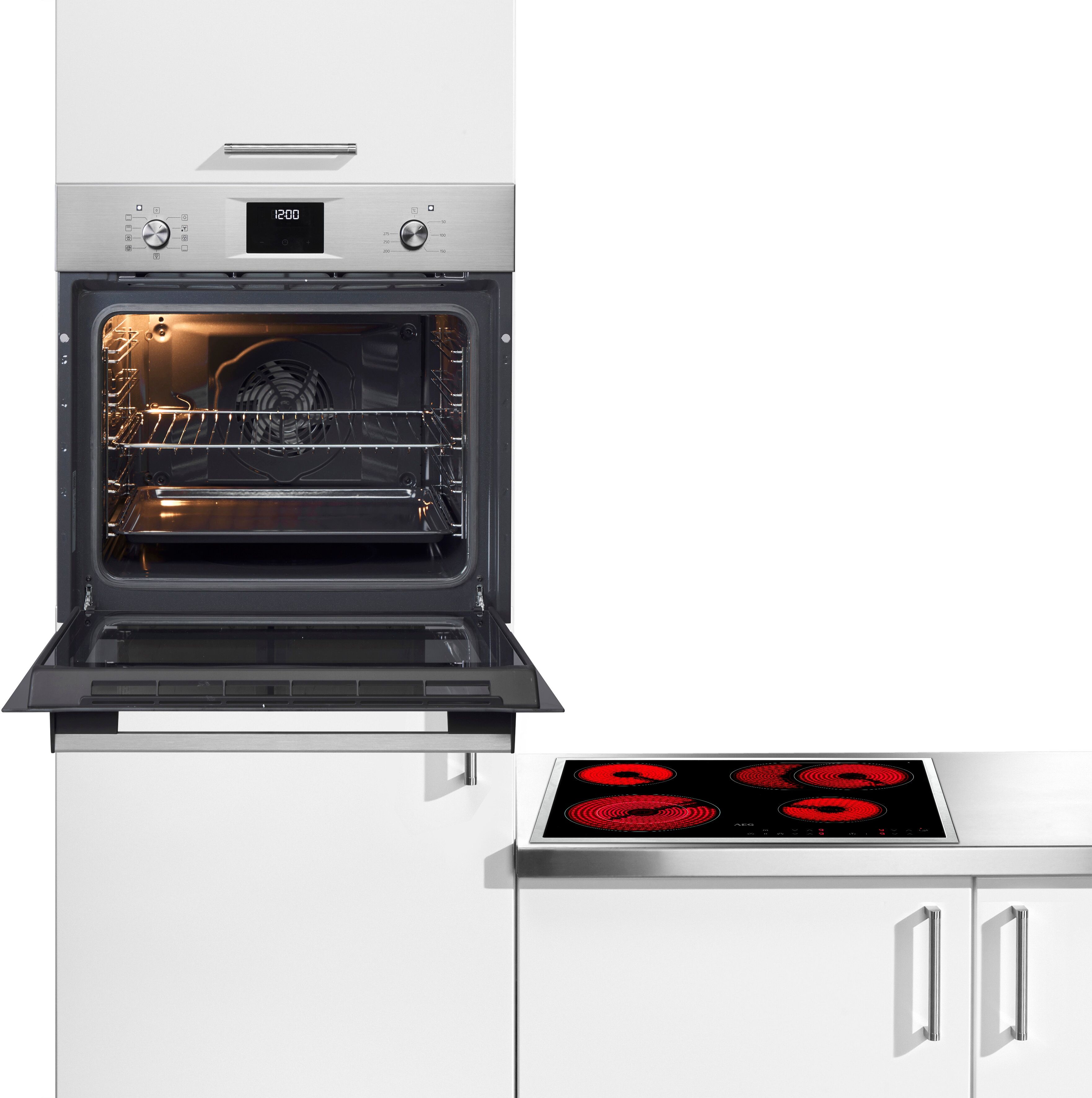 AEG Backofen-Set "HH25BSM", Energieeffizienz: A+, schwarz, Herdsets, Heißluft: Gleichmäßiges Garen auf 3 Ebenen: ideal für Mehrblech‑Backen, Backofen-Set