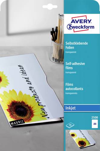 Avery-Zweckform 2500 Selbstklebefolie DIN A4 Tintenstrahldrucker Transparent 10St.