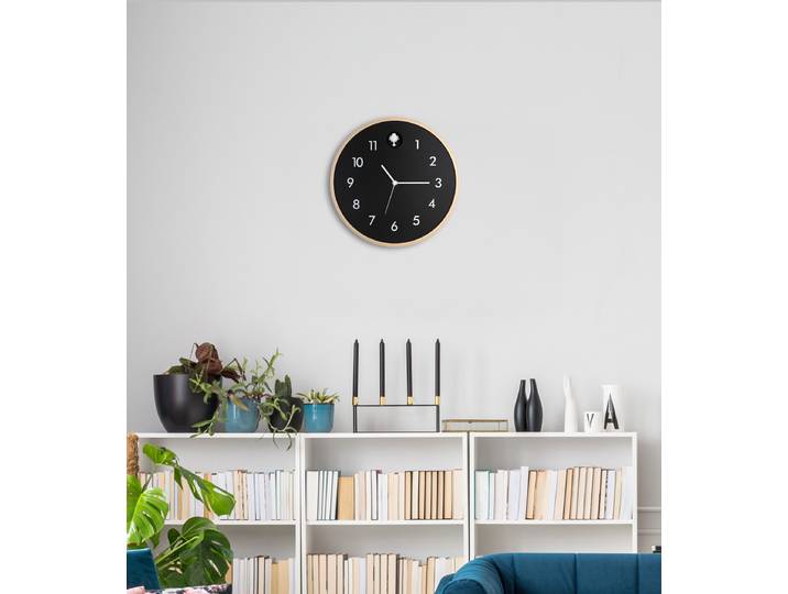 Horloge Clocky MDF - Panneau de fibres de bois à densité moyenne Ø 32cm Marron/Noir/Noir